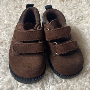 Toddler dark brown suede leather shoes